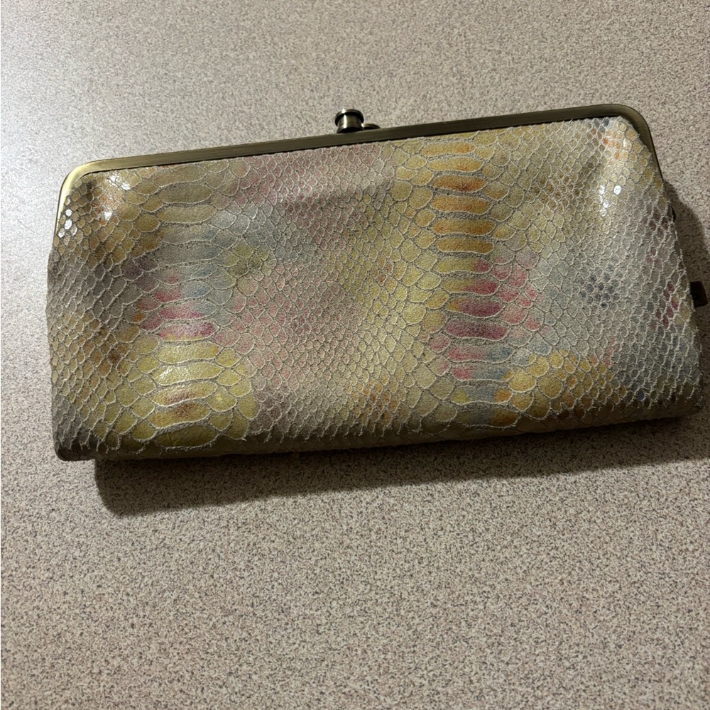 HOBO Metallic Rainbow Snakeskin Pattern Clutch